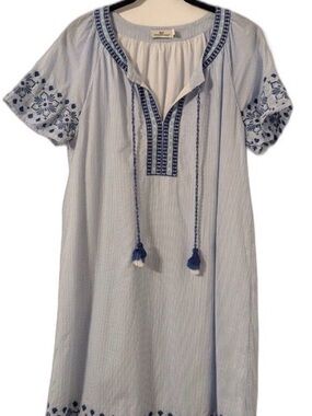 Vineyard Vines Light Blue & White Striped Peasant Top